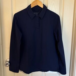 FIGS Technical Collection Navy Long Sleeve Button Front Top Women’s Size S